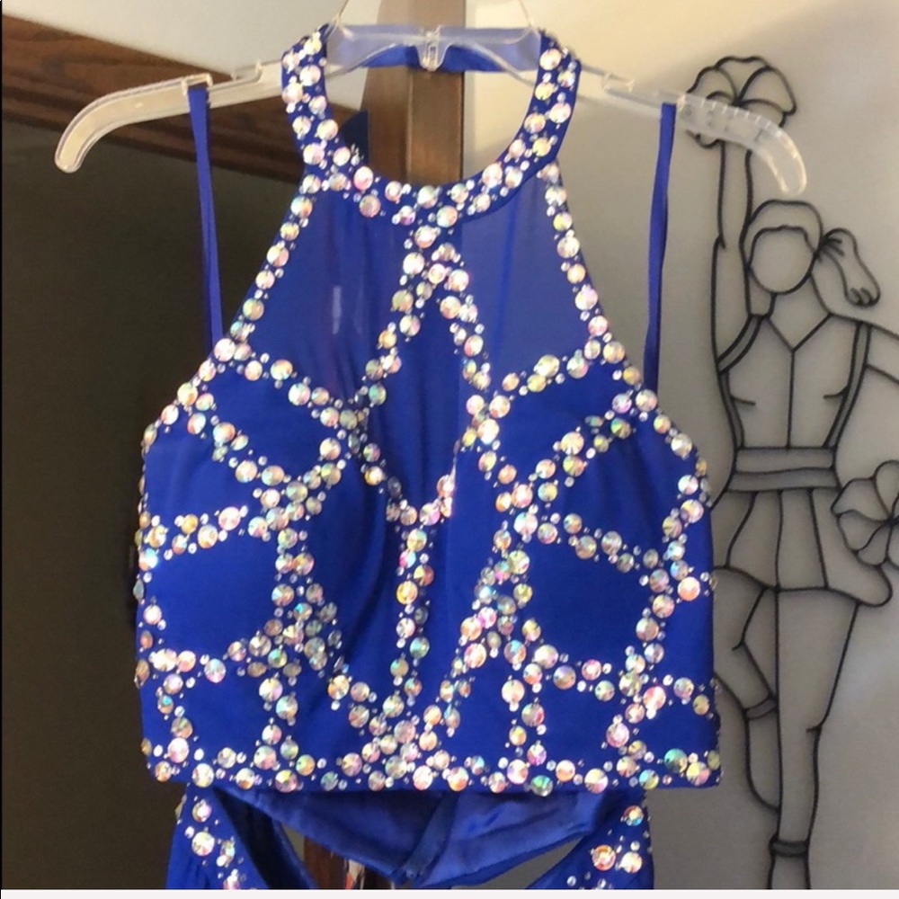 Royal blue 2 piece prom dress